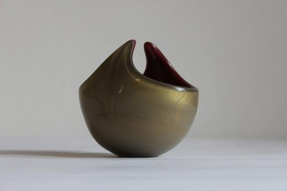 Image 1 of Murano Glass Gold Flecked Bowl, 1950S