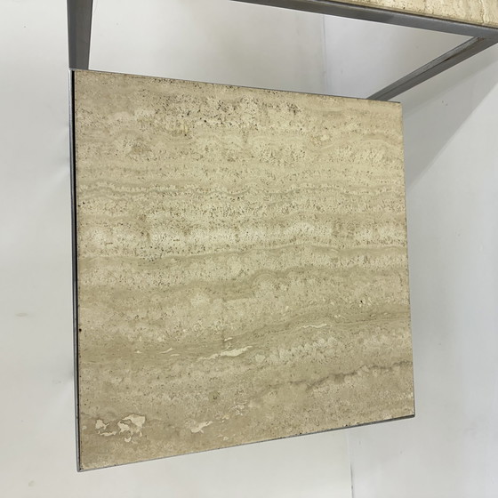 Image 1 of Set of 2 travertine side tables