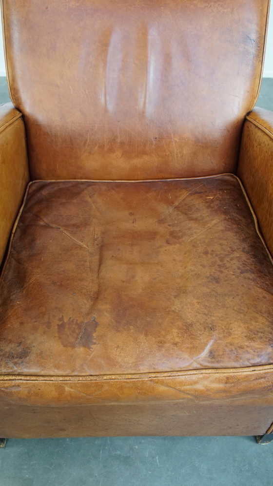 Image 1 of Poltrona di design in pelle di pecora vintage