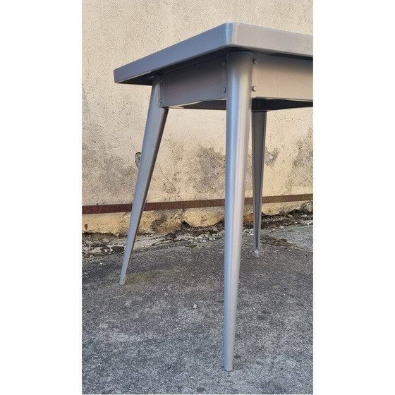 Image 1 of Vintage sandblasted and powder-coated gray dining set by Xavier Pauchard for Rance Sablage, 1950