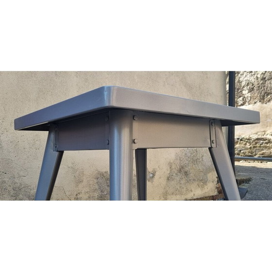 Image 1 of Vintage sandblasted and powder-coated gray dining set by Xavier Pauchard for Rance Sablage, 1950