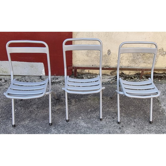 Image 1 of Vintage sandblasted and powder-coated gray dining set by Xavier Pauchard for Rance Sablage, 1950