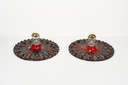2X Vintage Brutalist Ceramic Discus Wall Sconces, Germany 1960'S