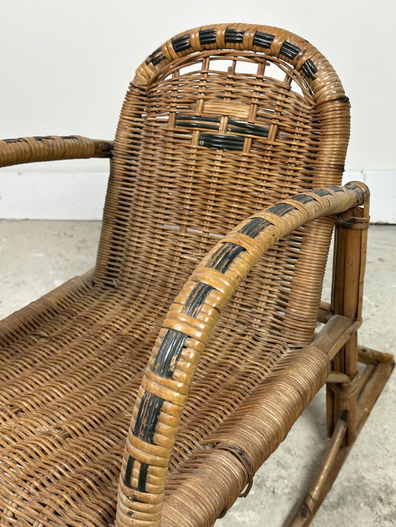 Image 1 of Children's Rattan Rocking Chair Vintage 1950
