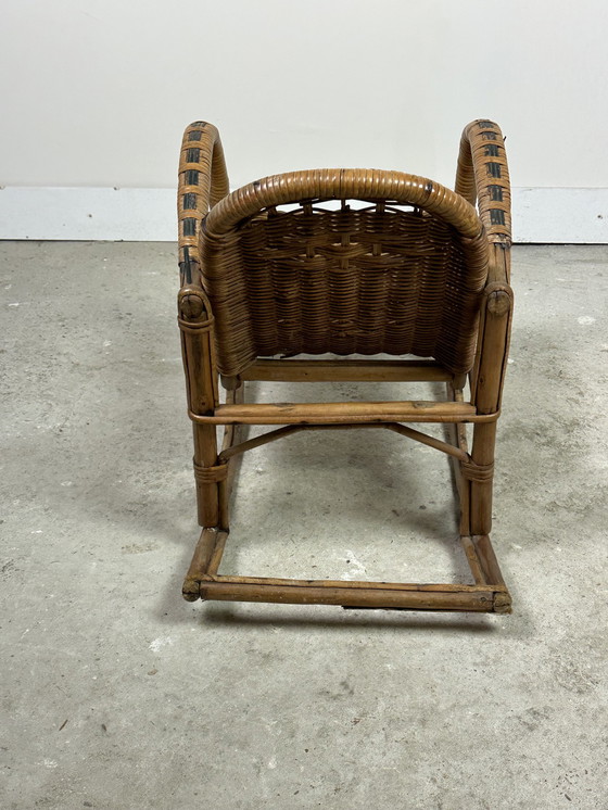 Image 1 of Children's Rattan Rocking Chair Vintage 1950