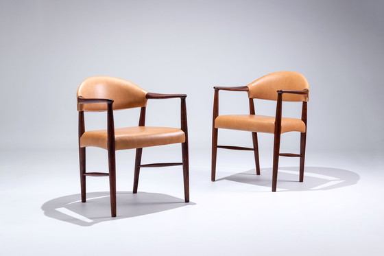 Image 1 of Set leather Armchairs  by Kurt Olsen, for Slagelse Møbelværk