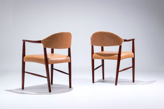 Image 1 of Set leather Armchairs  by Kurt Olsen, for Slagelse Møbelværk