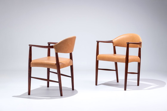 Image 1 of Set leather Armchairs  by Kurt Olsen, for Slagelse Møbelværk