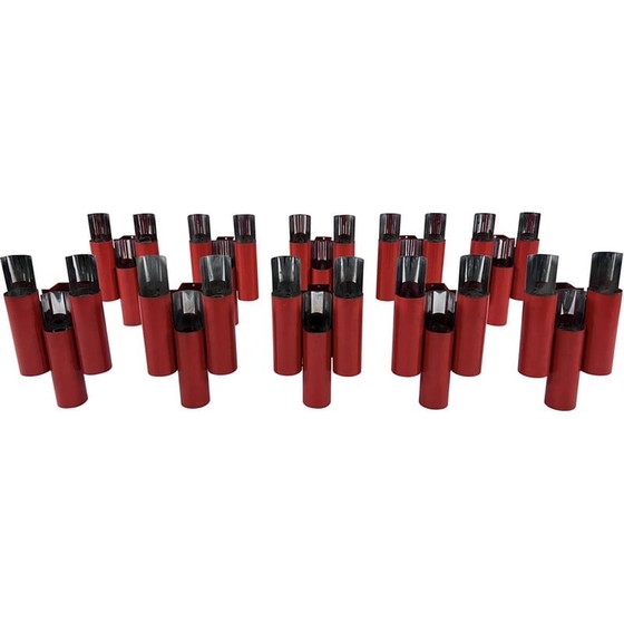 Image 1 of Set of 10 mid-century red and chrome wall lamps by Stilnovo, Italy 1970s