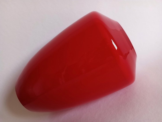 Image 1 of Walther Gropius Bauhaus 'Tac02' Rosenthal Studio Red/White Glass Vase 1969