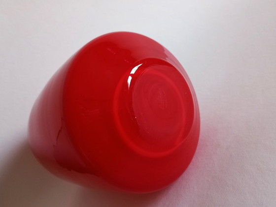 Image 1 of Walther Gropius Bauhaus 'Tac02' Rosenthal Studio Red/White Glass Vase 1969