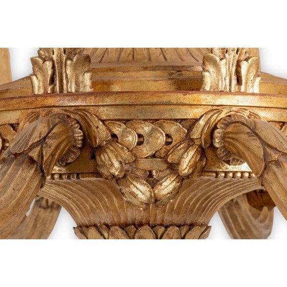 Image 1 of Vintage chandelier in carved and gilded wood by Dumez, France 1950