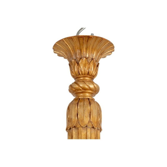 Image 1 of Vintage chandelier in carved and gilded wood by Dumez, France 1950
