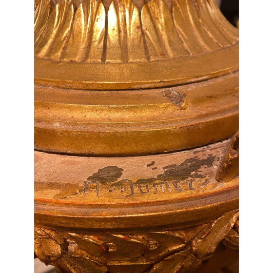 Image 1 of Vintage chandelier in carved and gilded wood by Dumez, France 1950