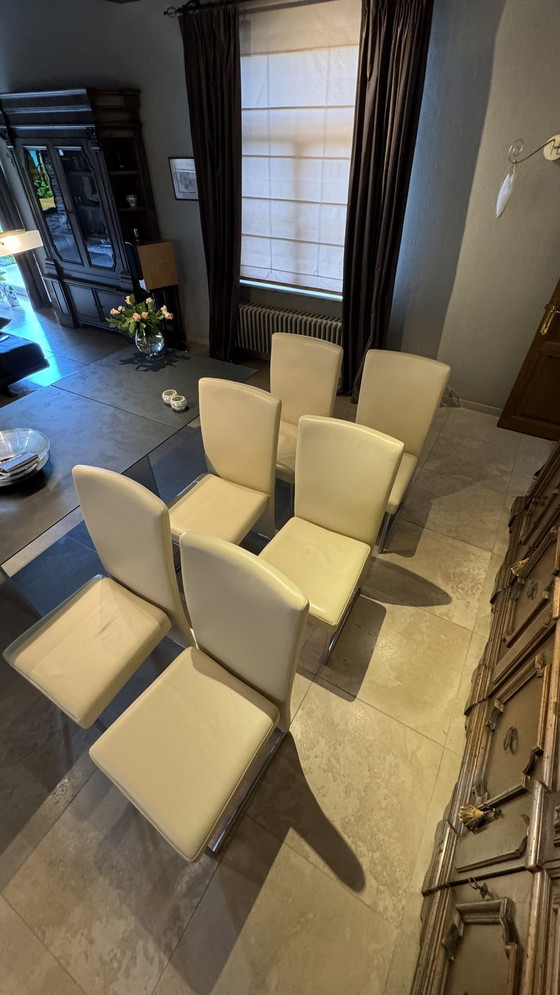 Image 1 of 6x chaises Rolf Benz en cuir beige