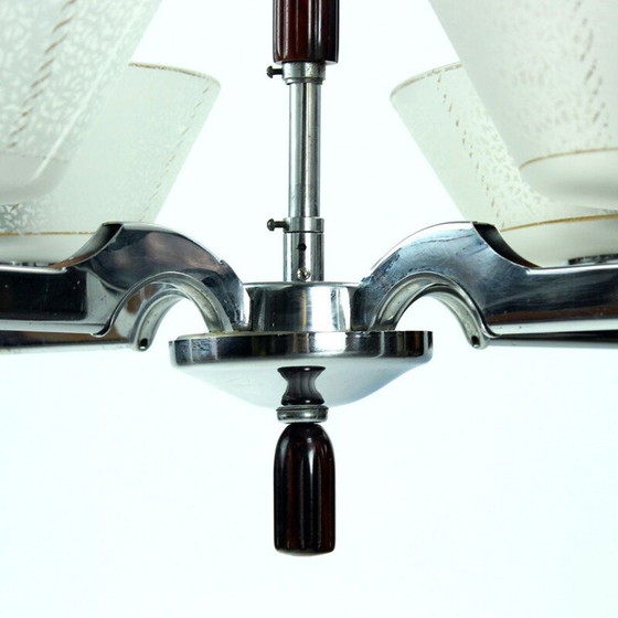 Image 1 of Lampadario cromato Art Déco vintage, Cecoslovacchia 1940