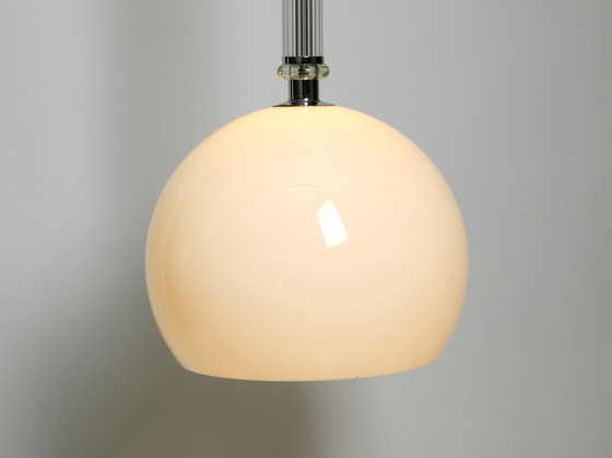 Image 1 of Large rare Czech Mid Century glass ceiling lamp with glass shade and glass rod