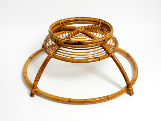 Image 1 of Beautiful 1970s large Italian coffee table made of bamboo and original smoked glass top |  Ø 102 cm | 40.2"