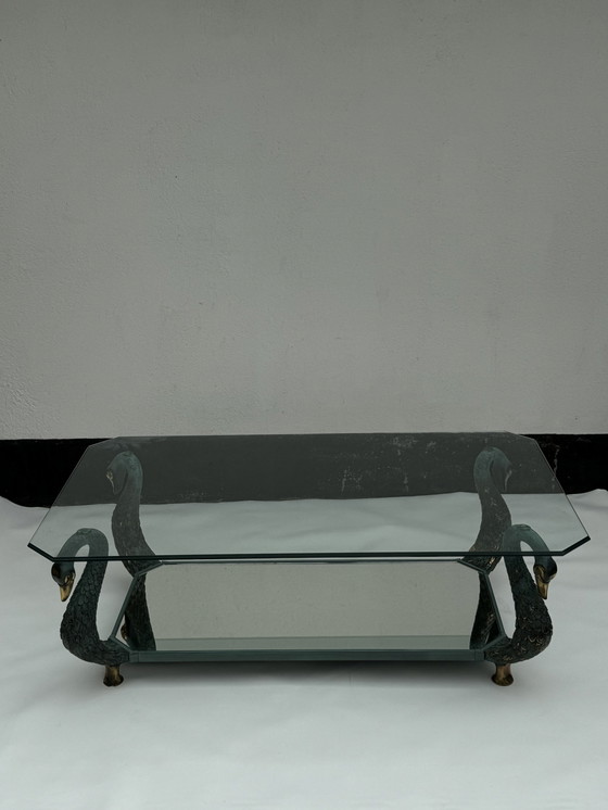 Image 1 of Vintage Hollywood Regency Swan Table