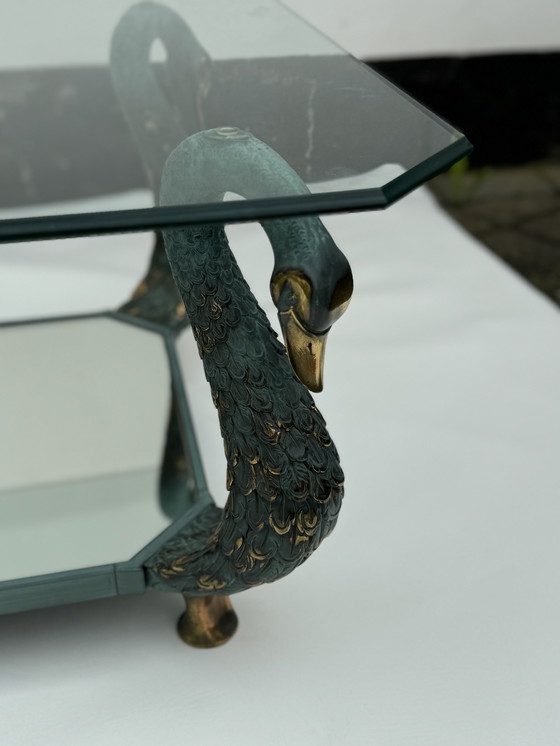 Image 1 of Vintage Hollywood Regency Swan Table