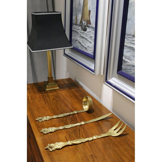 Image 1 of Set di posate decorative in ottone vintage, Italia 1950