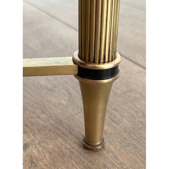 Image 1 of Tavolino da caffè vintage in ottone con ripiani a specchio di Maison Jansen, 1940