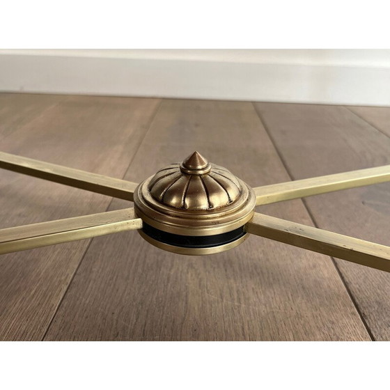 Image 1 of Tavolino da caffè vintage in ottone con ripiani a specchio di Maison Jansen, 1940