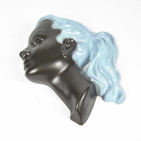 Image 1 of Figura da parete in ceramica d'epoca raffigurante una donna, Germania 1950