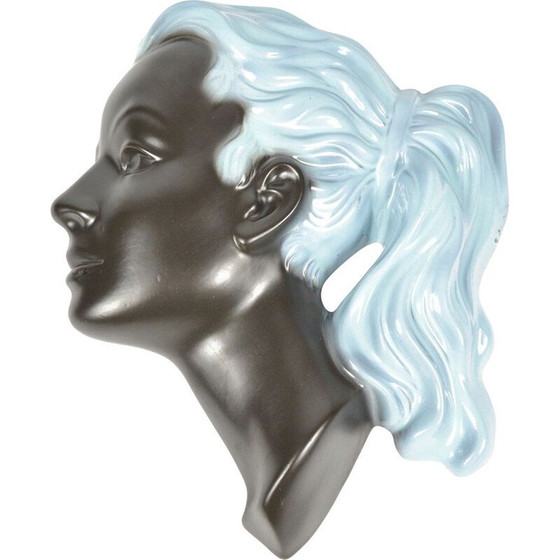 Image 1 of Figura da parete in ceramica d'epoca raffigurante una donna, Germania 1950