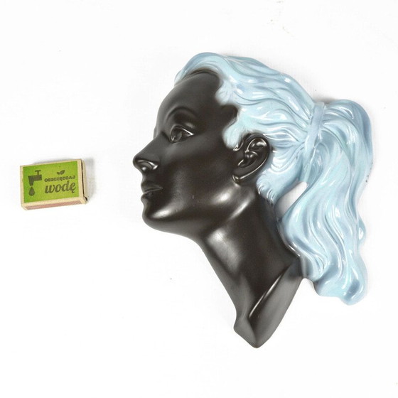 Image 1 of Figura da parete in ceramica d'epoca raffigurante una donna, Germania 1950