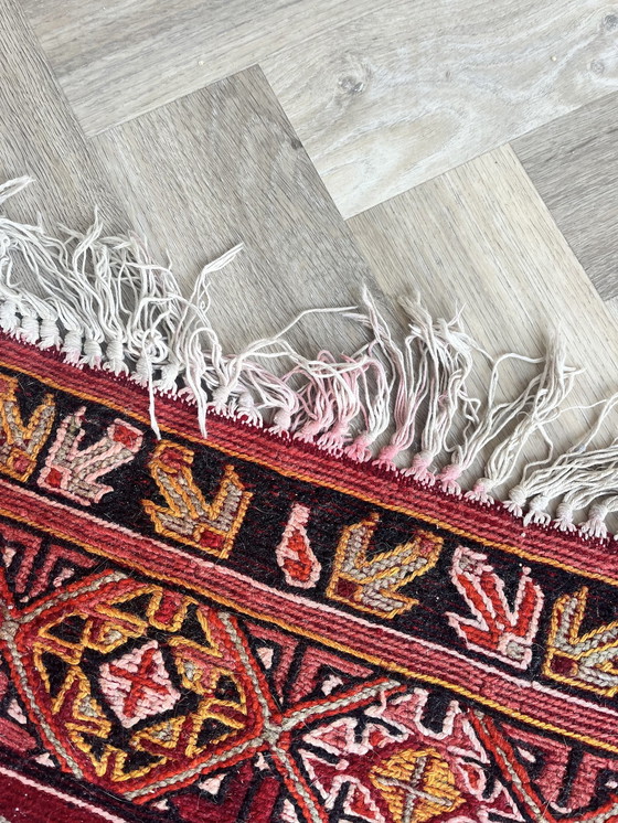 Image 1 of Algerian Berber Rug 300 x 196 cm, Red Vintage Double-Sided Handmade Wool Carpet, Tribal Design, Authentic North African Tribal R