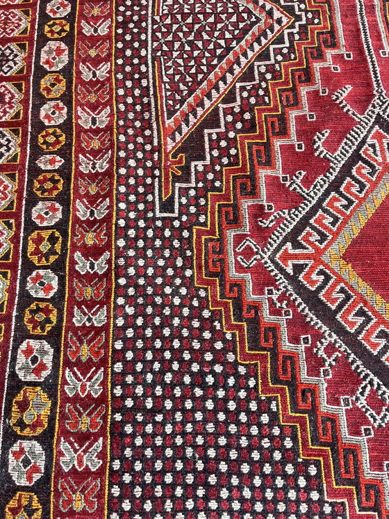 Image 1 of Algerian Berber Rug 300 x 196 cm, Red Vintage Double-Sided Handmade Wool Carpet, Tribal Design, Authentic North African Tribal R