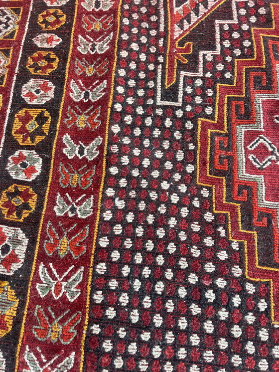 Image 1 of Algerian Berber Rug 300 x 196 cm, Red Vintage Double-Sided Handmade Wool Carpet, Tribal Design, Authentic North African Tribal R