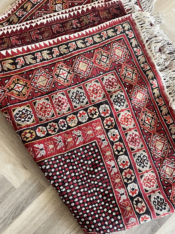 Image 1 of Algerian Berber Rug 300 x 196 cm, Red Vintage Double-Sided Handmade Wool Carpet, Tribal Design, Authentic North African Tribal R
