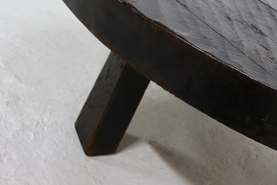 Image 1 of Brutalist Oak Tripod Coffee Table 