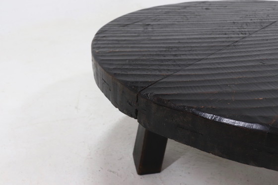 Image 1 of Brutalist Oak Tripod Coffee Table 