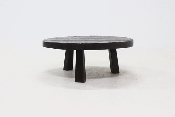 Image 1 of Brutalist Oak Tripod Coffee Table 