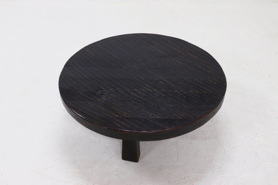 Image 1 of Brutalist Oak Tripod Coffee Table 