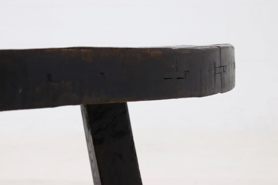 Image 1 of Brutalist Oak Tripod Coffee Table 