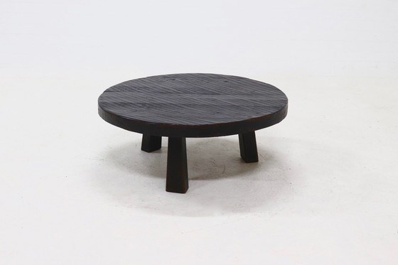 Image 1 of Brutalist Oak Tripod Coffee Table 