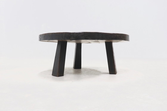 Image 1 of Brutalist Oak Tripod Coffee Table 