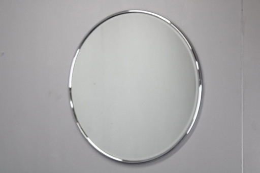 1970S Round Italian Chrome Plated Mirror