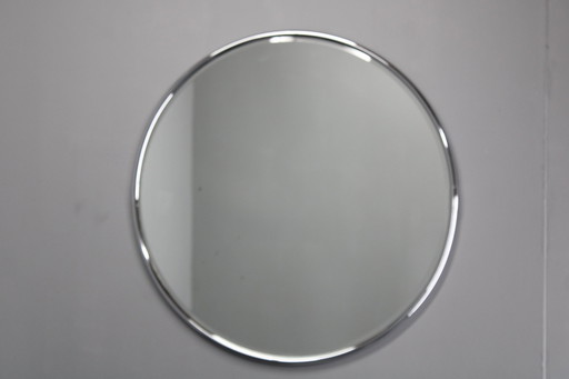 1970S Round Italian Chrome Plated Mirror