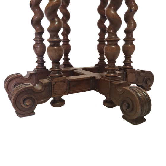 Image 1 of French walnut plant table on twisted legs, circa 1880