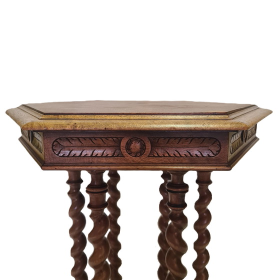 Image 1 of French walnut plant table on twisted legs, circa 1880