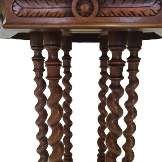 Image 1 of French walnut plant table on twisted legs, circa 1880