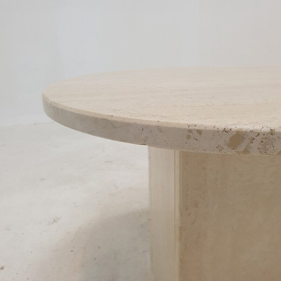 Image 1 of Pair of vintage Italian travertine side tables, 1980s