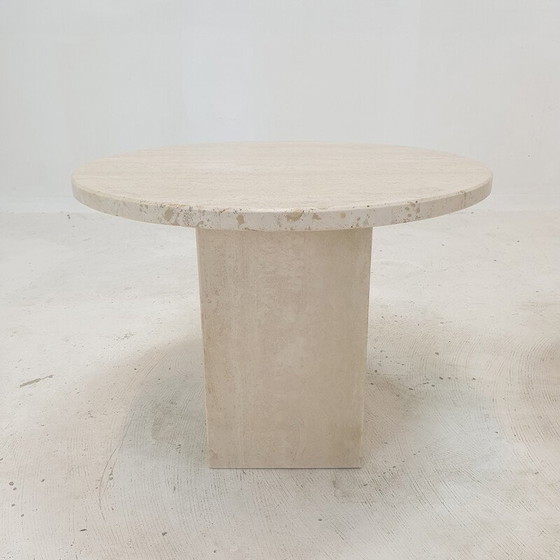 Image 1 of Pair of vintage Italian travertine side tables, 1980s