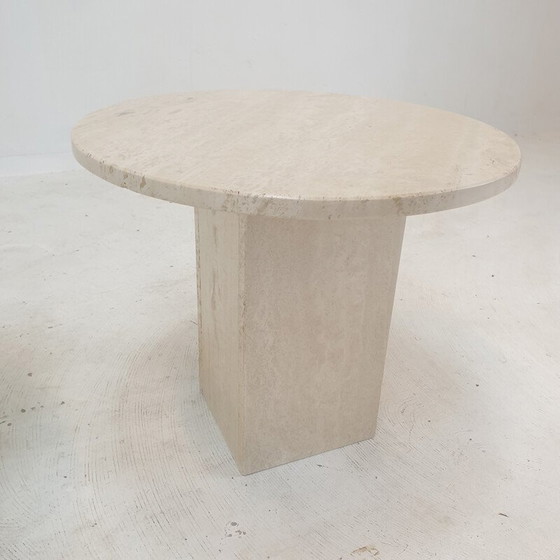 Image 1 of Pair of vintage Italian travertine side tables, 1980s