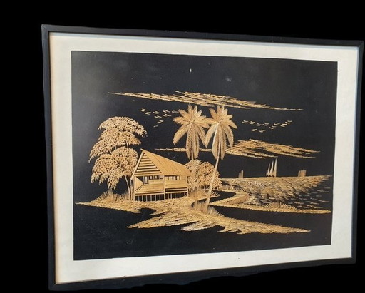 1086 Vintage Wicker Image With Frame